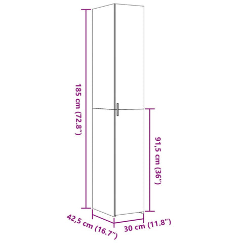 vidaXL Highboard Betongrau 30x42,5x185 cm Holzwerkstoff