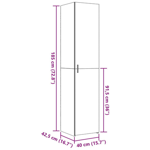 vidaXL Highboard Betongrau 40x42,5x185 cm Holzwerkstoff