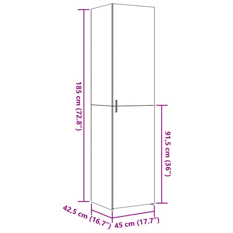 vidaXL Highboard Weiß 45x42,5x185 cm Holzwerkstoff