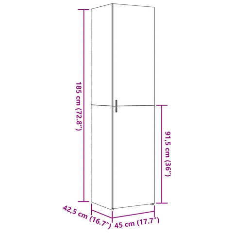 vidaXL Highboard Sonoma-Eiche 45x42,5x185 cm Holzwerkstoff