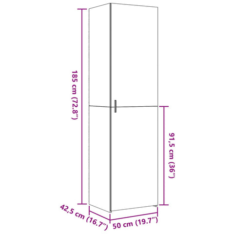 vidaXL Highboard Räuchereiche 50x42,5x185 cm Holzwerkstoff