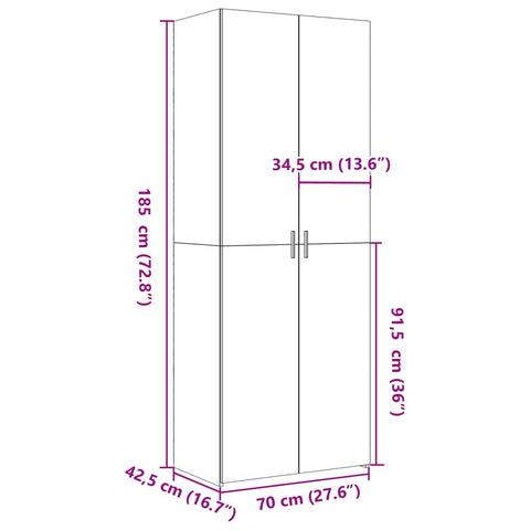 vidaXL Highboard Weiß 70x42,5x185 cm Holzwerkstoff