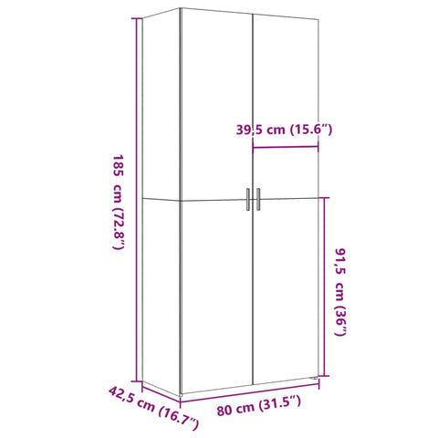 vidaXL Highboard Weiß 80x42,5x185 cm Holzwerkstoff