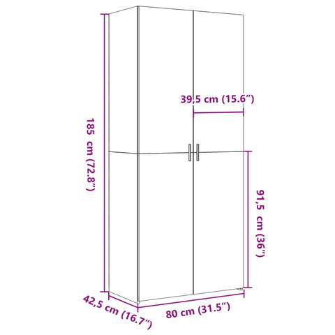 vidaXL Highboard Sonoma-Eiche 80x42,5x185 cm Holzwerkstoff