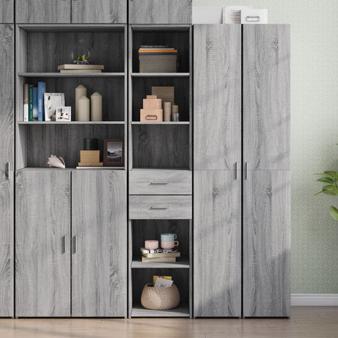 vidaXL Highboard Grau Sonoma 40x42,5x185 cm Holzwerkstoff