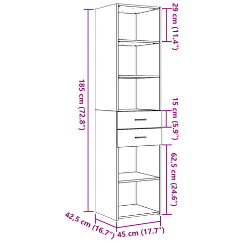 vidaXL Highboard Weiß 45x42,5x185 cm Holzwerkstoff