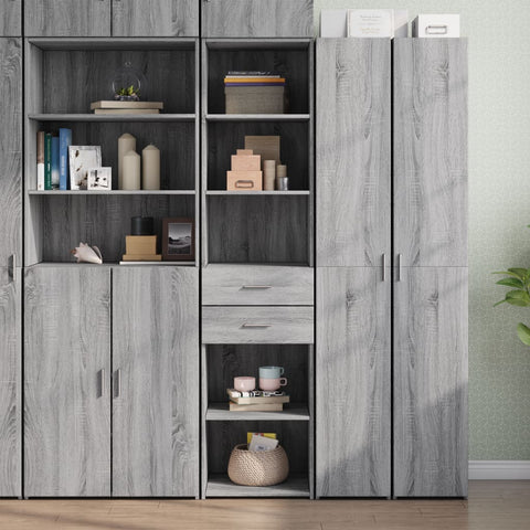 vidaXL Highboard Grau Sonoma 45x42,5x185 cm Holzwerkstoff