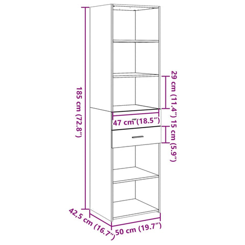 vidaXL Highboard Weiß 50x42,5x185 cm Holzwerkstoff