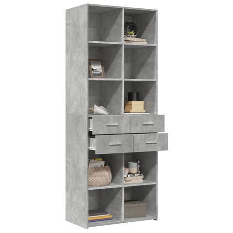 vidaXL Highboard Betongrau 70x42,5x185 cm Holzwerkstoff