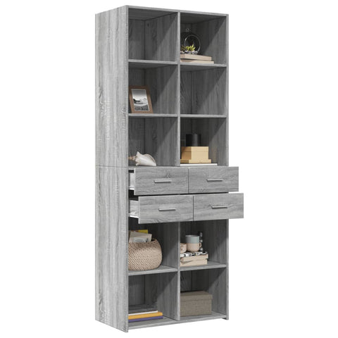 vidaXL Highboard Grau Sonoma 70x42,5x185 cm Holzwerkstoff