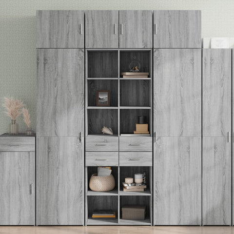 vidaXL Highboard Grau Sonoma 70x42,5x185 cm Holzwerkstoff