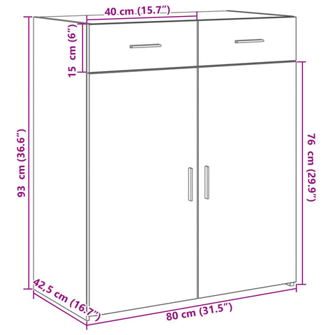 vidaXL Sideboard Schwarz 80x42,5x93 cm Holzwerkstoff