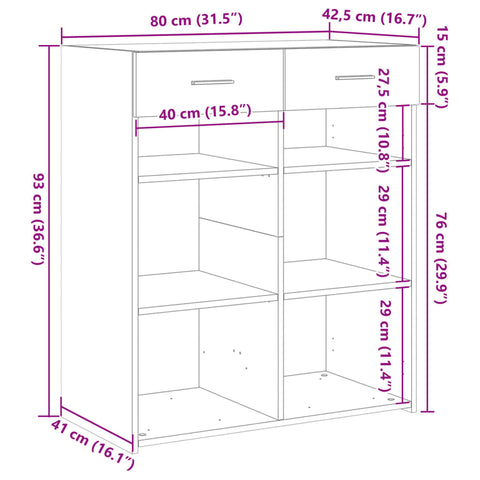 vidaXL Sideboard Weiß 80x42,5x93 cm Holzwerkstoff