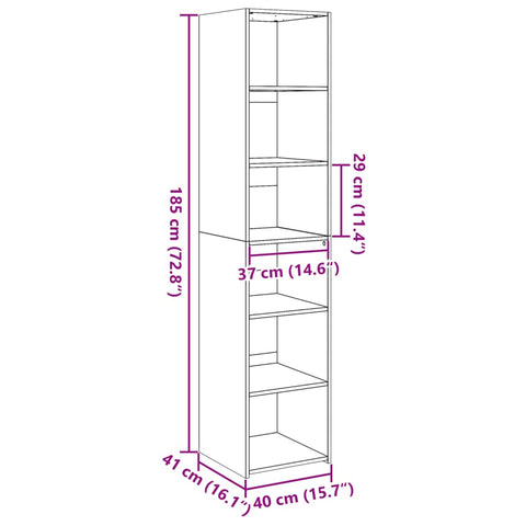 vidaXL Highboard Betongrau 40x41x185 cm Holzwerkstoff