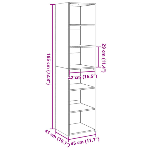 vidaXL Highboard Sonoma-Eiche 45x41x185 cm Holzwerkstoff