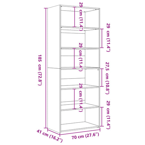 vidaXL Highboard Weiß 70x41x185 cm Holzwerkstoff