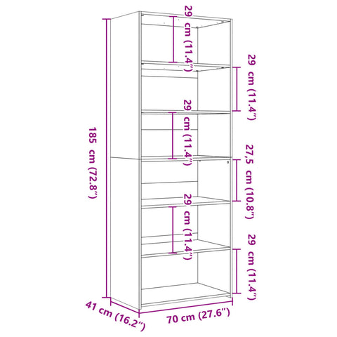 vidaXL Highboard Schwarz 70x41x185 cm Holzwerkstoff