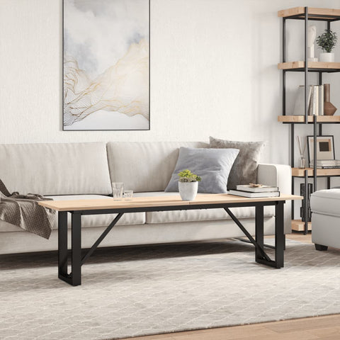 vidaXL Couchtisch O-Gestell 160x40x45 cm Massivholz Kiefer & Gusseisen