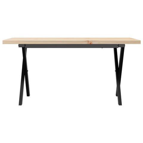 vidaXL Couchtisch X-Gestell 100x50x45,5 cm Massivholz Kiefer Gusseisen