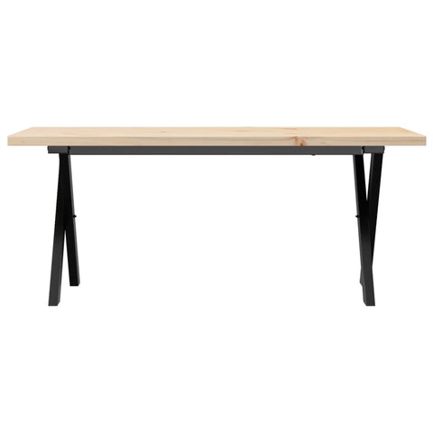 vidaXL Couchtisch X-Gestell 110x40x45,5 cm Massivholz Kiefer Gusseisen