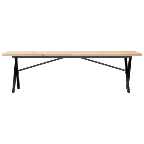 vidaXL Couchtisch X-Gestell 160x40x45,5 cm Massivholz Kiefer Gusseisen