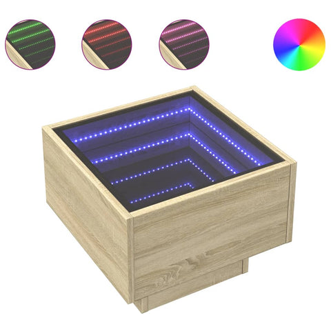 vidaXL Beistelltisch mit LED Sonoma Eiche 40x40x30 cm Holzwerkstoff