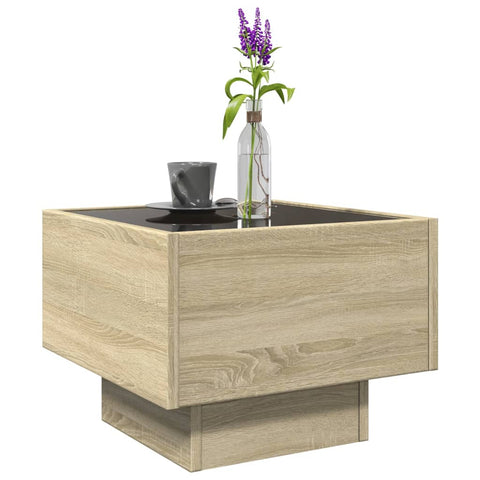 vidaXL Beistelltisch mit LED Sonoma Eiche 40x40x30 cm Holzwerkstoff