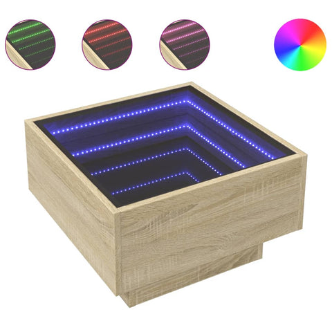 vidaXL LED-Couchtisch Sonoma Eiche 50x50x30 cm Holzwerkstoff