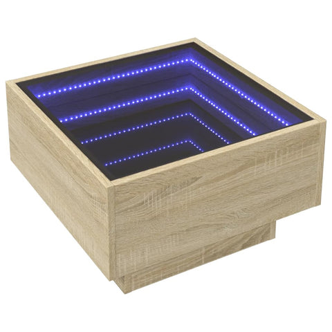 vidaXL LED-Couchtisch Sonoma Eiche 50x50x30 cm Holzwerkstoff