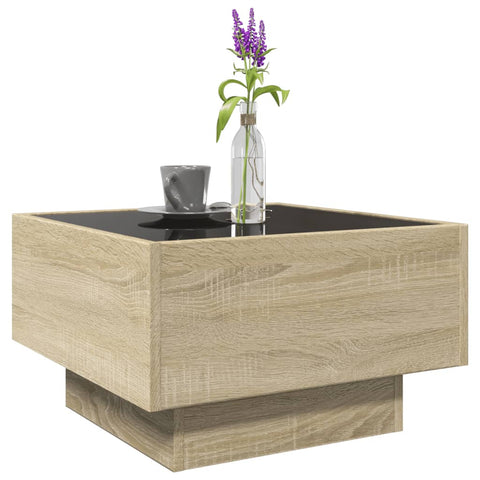 vidaXL LED-Couchtisch Sonoma Eiche 50x50x30 cm Holzwerkstoff