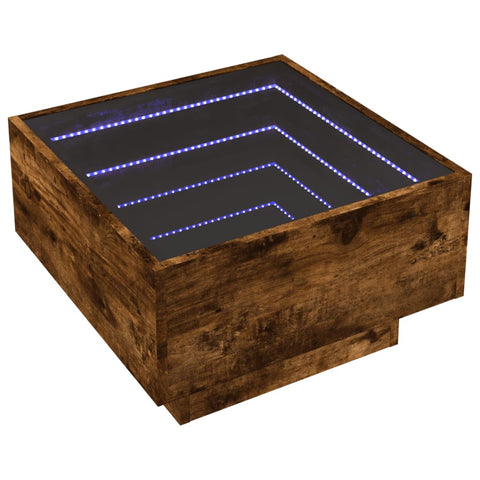 vidaXL LED-Couchtisch Räuchereiche 50x50x30 cm Holzwerkstoff