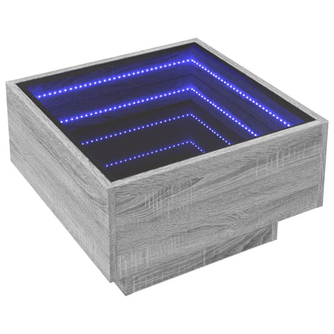 vidaXL LED-Couchtisch Grau Sonoma 50x50x30 cm Holzwerkstoff