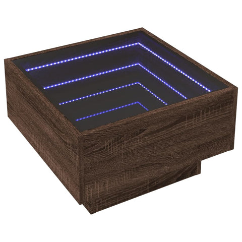 vidaXL LED-Couchtisch Braun Eichen-Optik 50x50x30 cm Holzwerkstoff