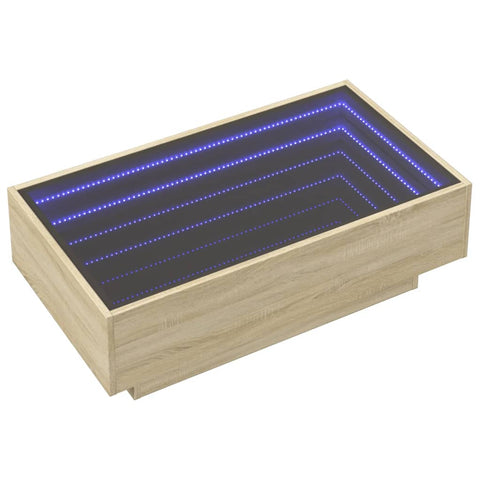 vidaXL LED-Couchtisch Sonoma Eiche 90x50x30 cm Holzwerkstoff