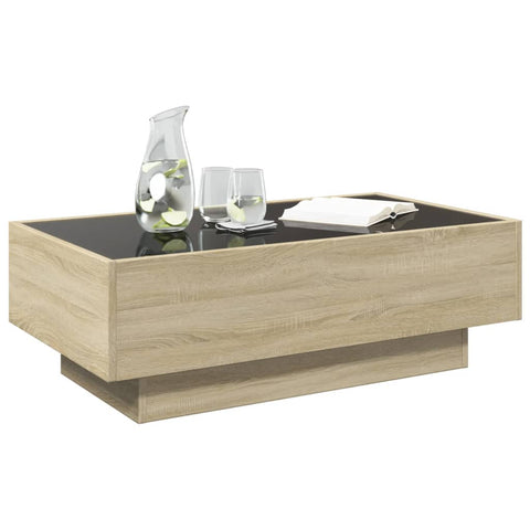 vidaXL LED-Couchtisch Sonoma Eiche 90x50x30 cm Holzwerkstoff