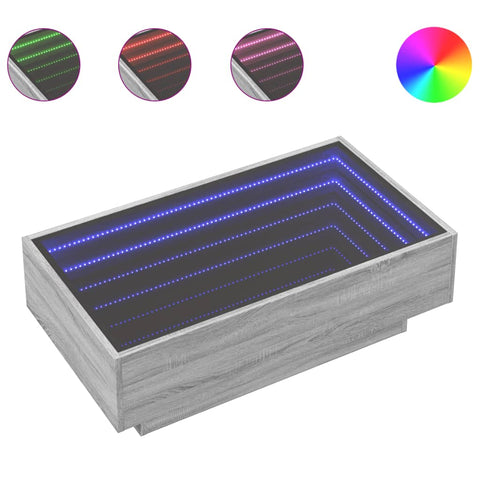 vidaXL LED-Couchtisch Grau Sonoma 90x50x30 cm Holzwerkstoff