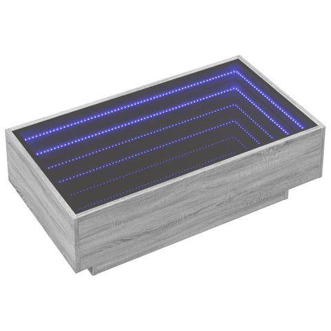 vidaXL LED-Couchtisch Grau Sonoma 90x50x30 cm Holzwerkstoff