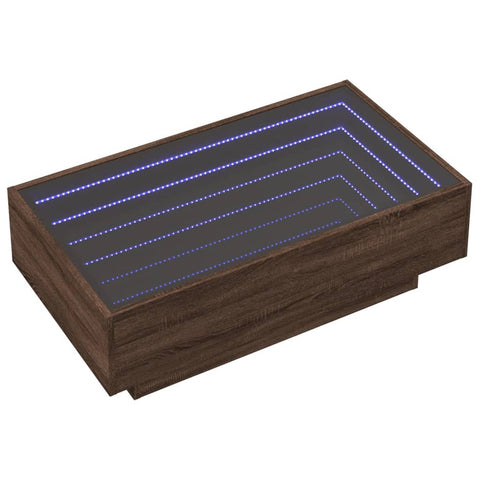 vidaXL LED-Couchtisch Braun Eichen-Optik 90x50x30 cm Holzwerkstoff