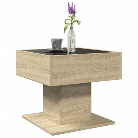 vidaXL LED-Couchtisch Sonoma Eiche 50x50x45 cm Holzwerkstoff