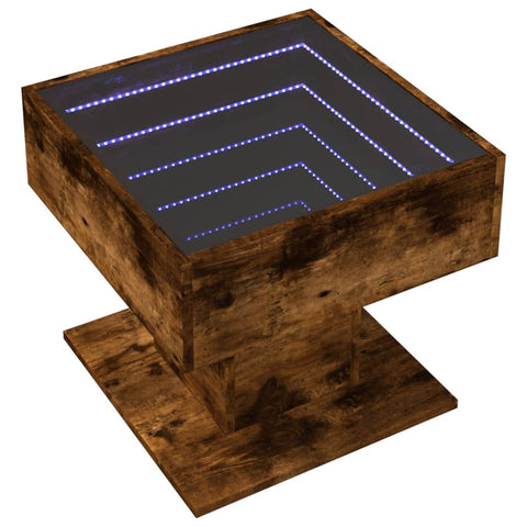 vidaXL LED-Couchtisch Räuchereiche 50x50x45 cm Holzwerkstoff