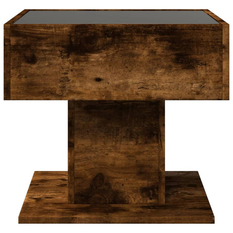 vidaXL LED-Couchtisch Räuchereiche 50x50x45 cm Holzwerkstoff