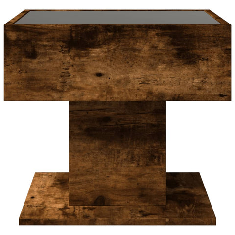 vidaXL LED-Couchtisch Räuchereiche 50x50x45 cm Holzwerkstoff