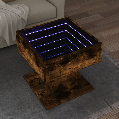 vidaXL LED-Couchtisch Räuchereiche 50x50x45 cm Holzwerkstoff