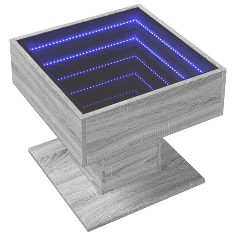 vidaXL LED-Couchtisch Grau Sonoma 50x50x45 cm Holzwerkstoff