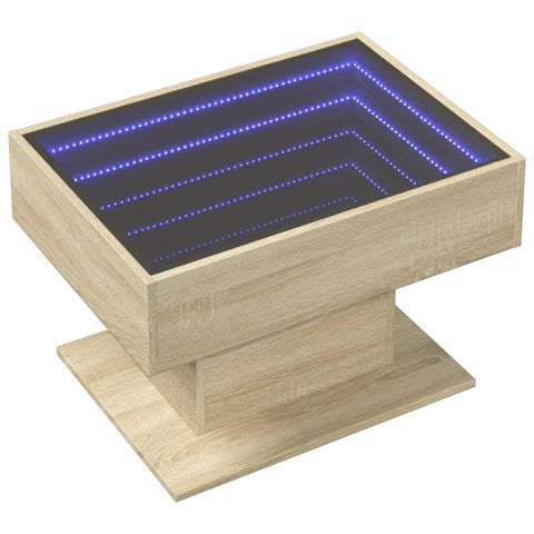 vidaXL LED-Couchtisch Sonoma Eiche 70x50x45 cm Holzwerkstoff