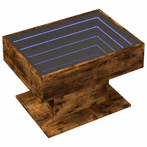 vidaXL LED-Couchtisch Räuchereiche 70x50x45 cm Holzwerkstoff