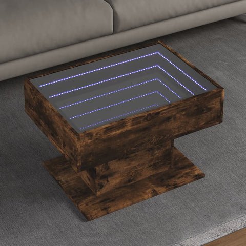 vidaXL LED-Couchtisch Räuchereiche 70x50x45 cm Holzwerkstoff