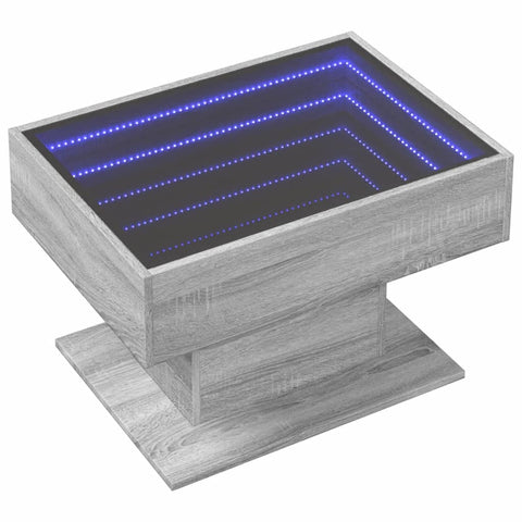 vidaXL LED-Couchtisch Grau Sonoma 70x50x45 cm Holzwerkstoff