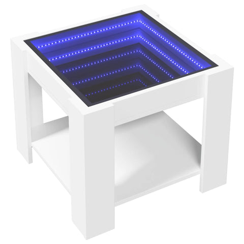 vidaXL LED-Couchtisch Weiß 53x53x45 cm Holzwerkstoff