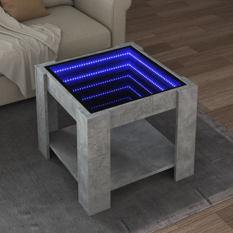 vidaXL LED-Couchtisch Betongrau 53x53x45 cm Holzwerkstoff